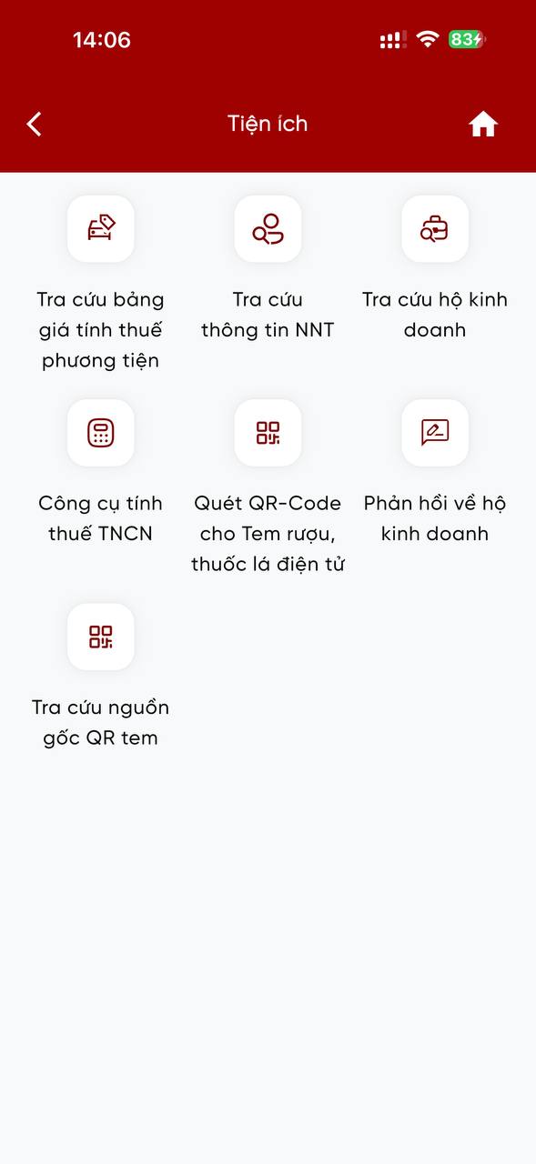 Hình ảnh tính năng: Tiện ích trên eTax Mobile